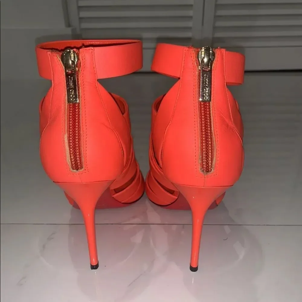 Jimmy Choo Dame Neon Matte Caged Heels Sandals